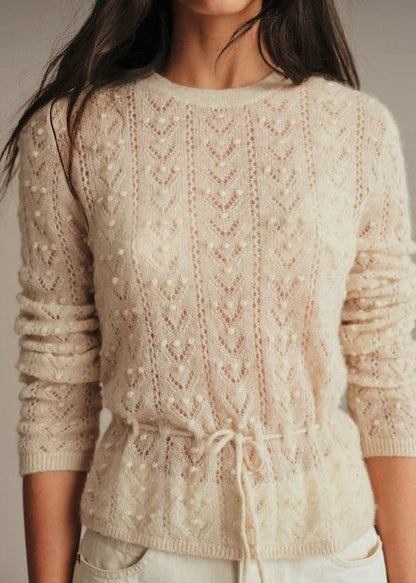 Faustine Sheer Alpaca-wool blend Drawstring Jumper Sweater Top