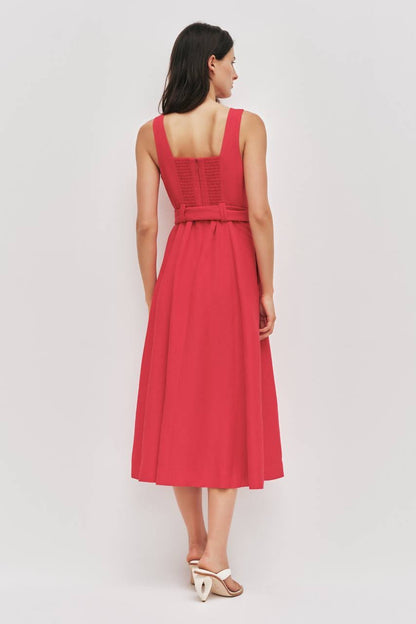 AJ Leonie Linen-blend Midi Dress