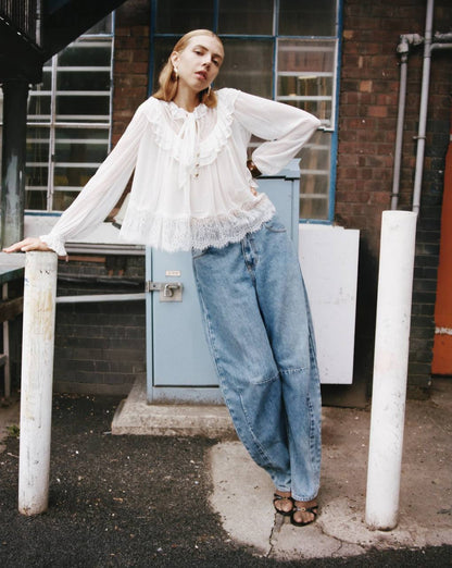 SP White Georgette Lace Blouse