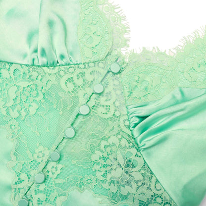 SP Green Satin Lace Cami Top