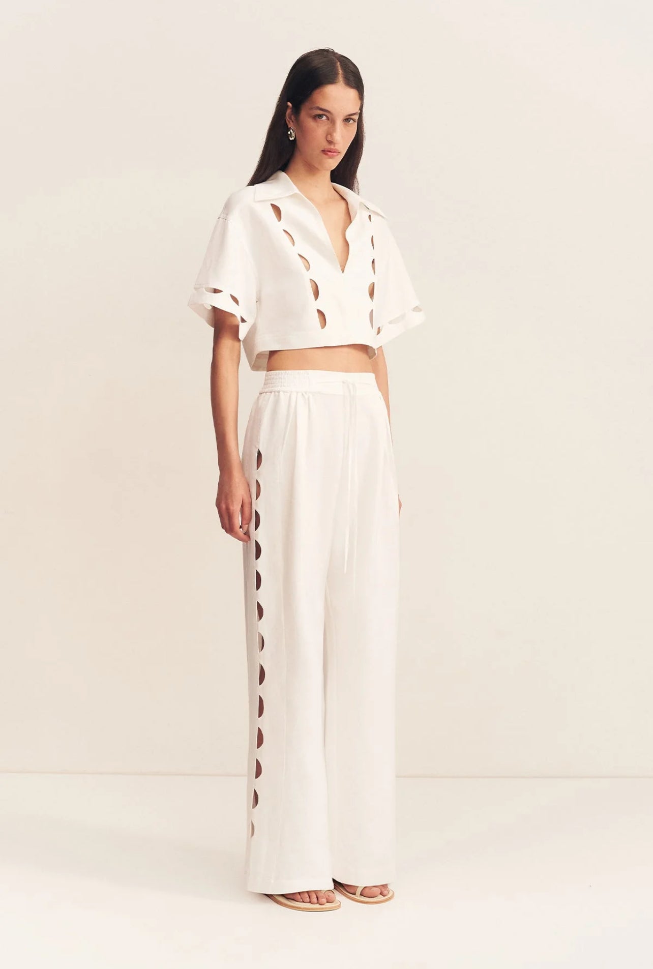 SJ Birdie Scallop Linen Cami Top | Scallop Pants | Set