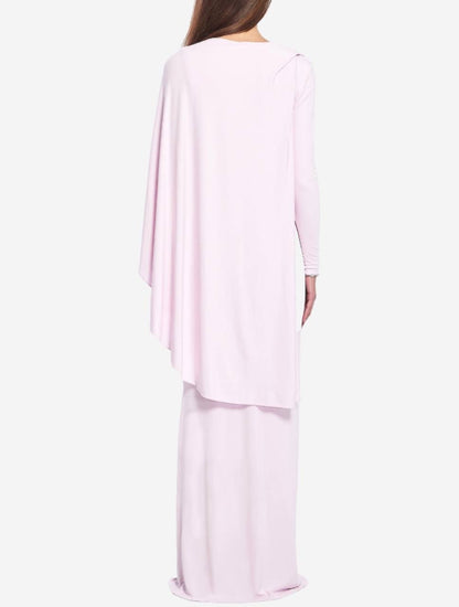 SP Pink Jersey Viscose Drape Cape-effect Maxi Dress
