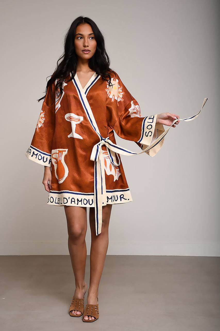 ALM Soleil D'Amour Hemp-silk Wrap Mini Dress / Long Top