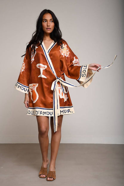 ALM Soleil D'Amour Hemp-silk Wrap Mini Dress / Long Top