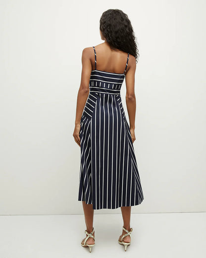 VB Blige Striped Stretch-Cotton Midi Dress