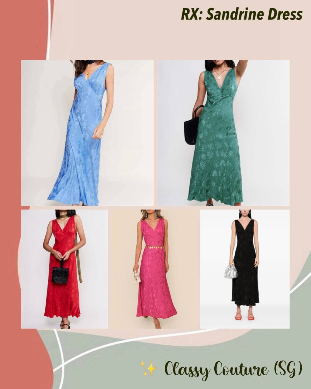 RX Sandrine Midi Slip Dress in 5 colors