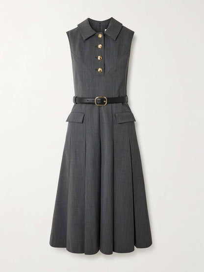 SP Grey Tailored Pleated Midi Dress