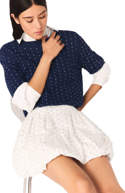 MJ Sequin Beaded Cropped Skirt | Bubble Mini Skirt | Cotton Set