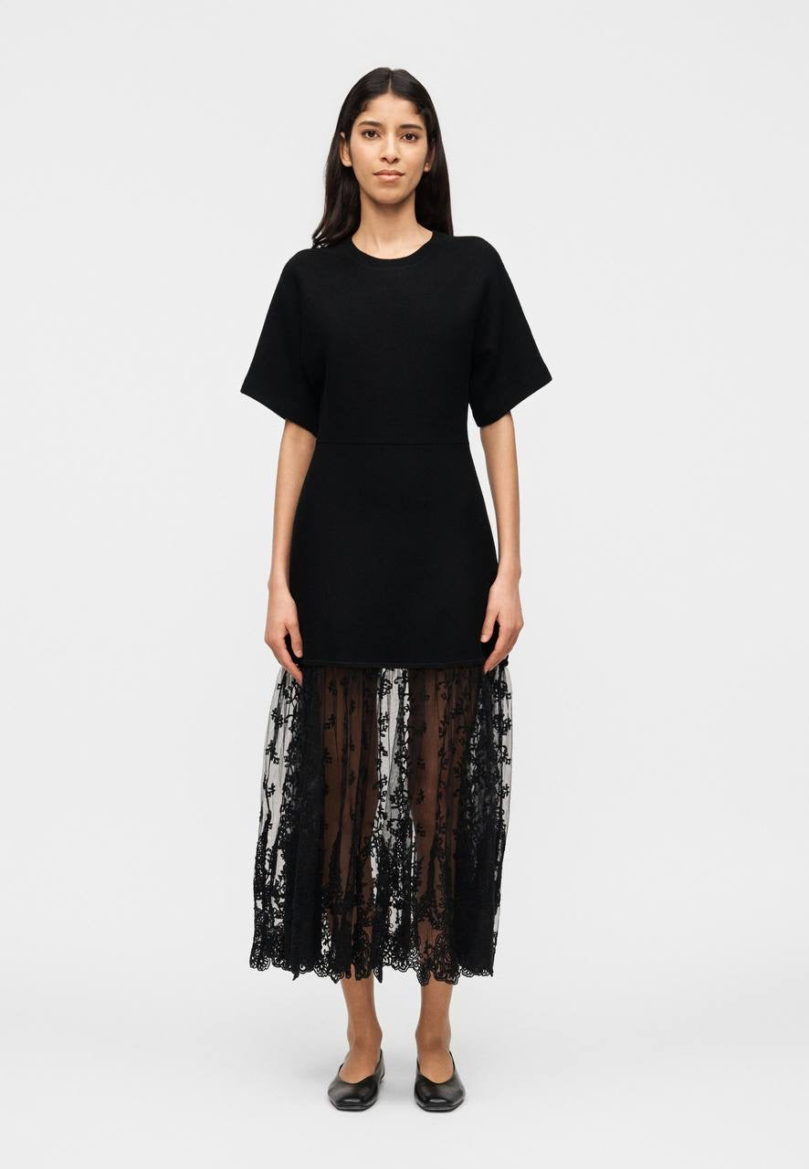 SE Diane Lace-Trimmed Merino Wool Knit Midi Maxi Dress
