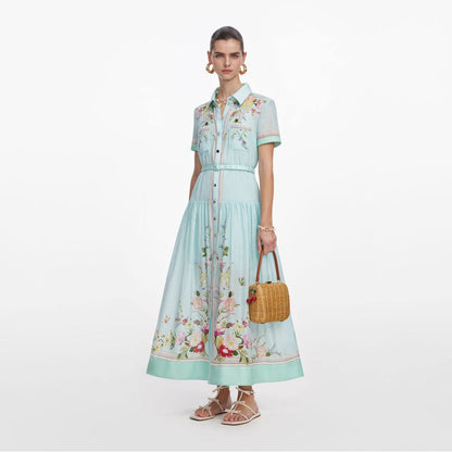 SP Mint Floral Organza Midi Dress