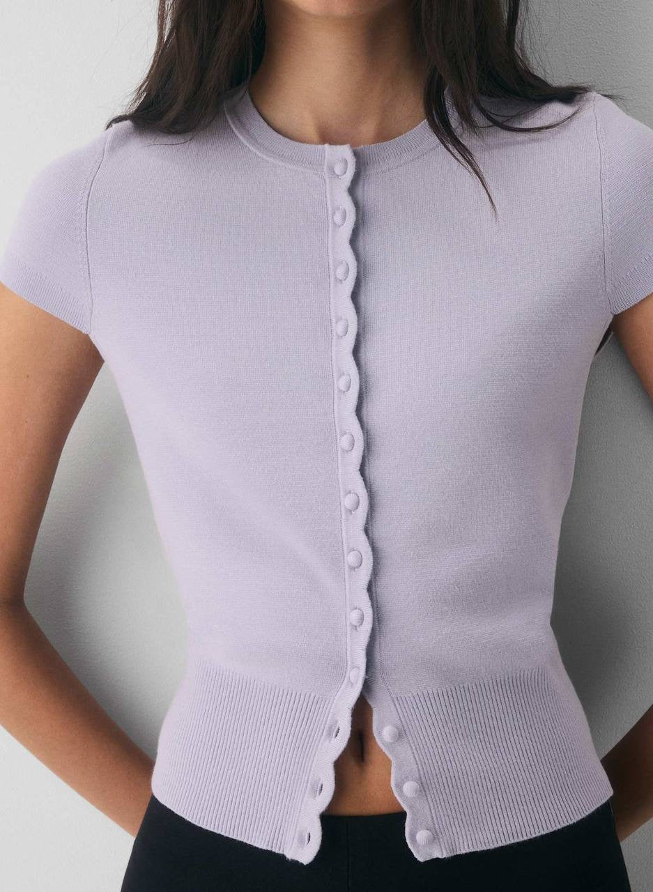 ARZ Storyboard Wonder Yarn Viscose-blend Short-sleeved Cardigan Top