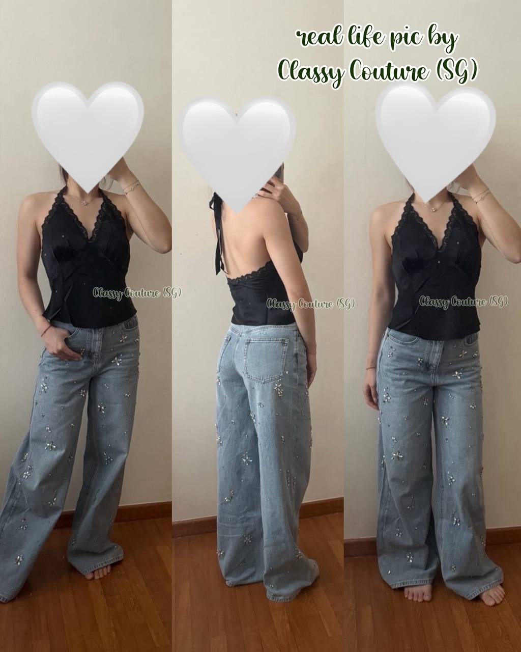 5 Colors! Ref Monica Silk Lace-trimmed Halter Top