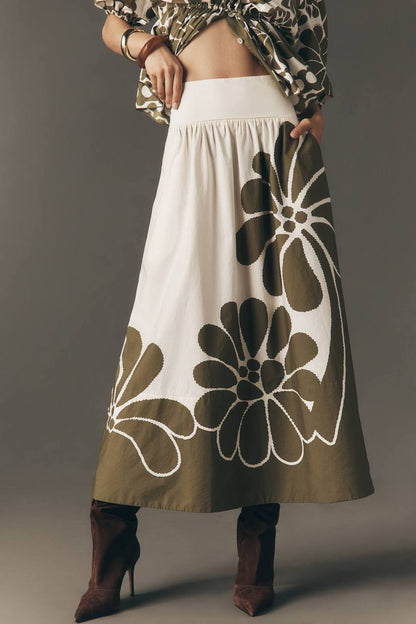 FR Palermo Botanical Cotton Midi Skirt