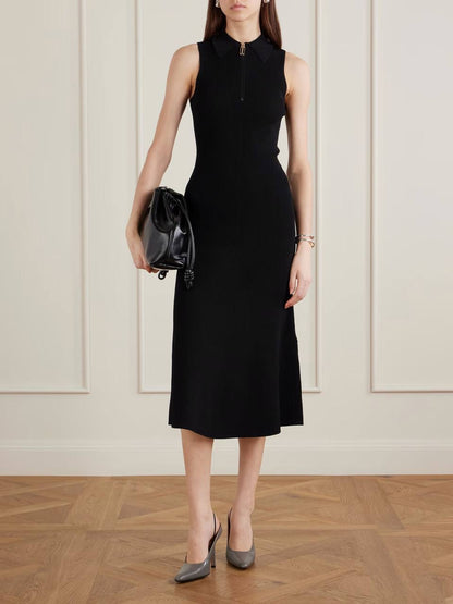 2 Colors! VB Mira Quarter-zip Stretch-viscose Midi Dress in Black & White