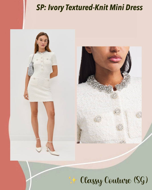SP Ivory Textured-Knit Mini Dress