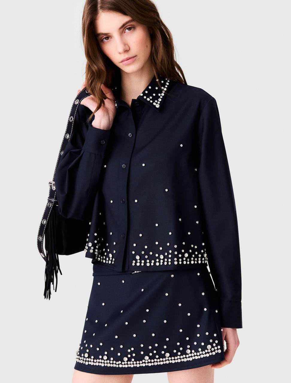 MJ Rhinestone Embellished Shirt Shorts