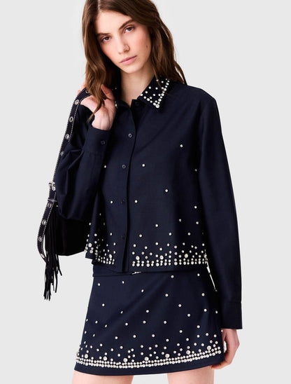 MJ Rhinestone Embellished Shirt Shorts