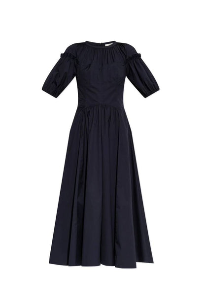 UJ Estelle Cotton Corset Midi Dress in Navy Blue