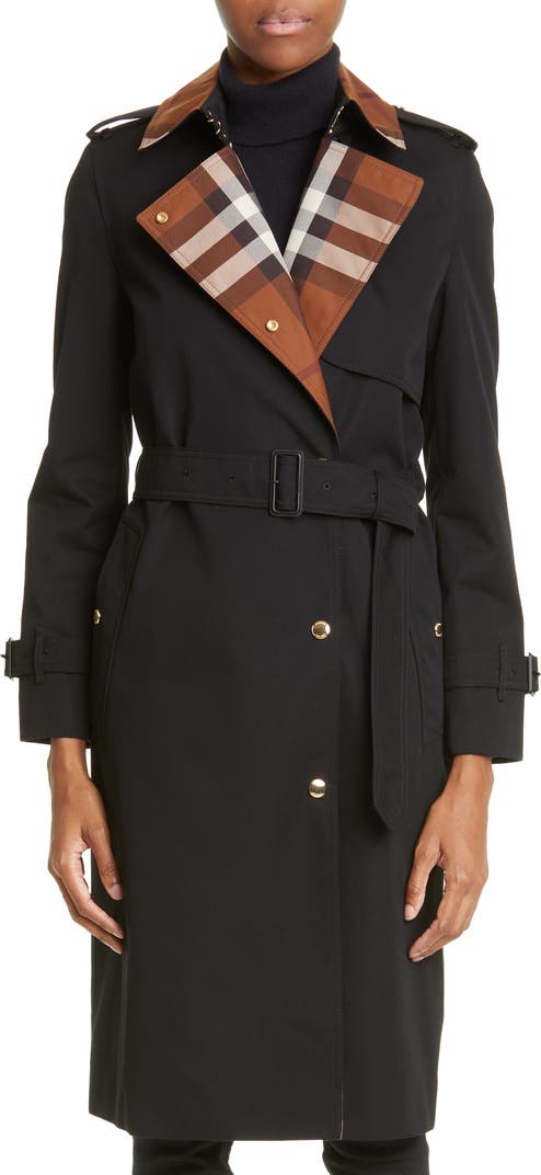BBR Check Panel Cotton Gabardine Trench Coat