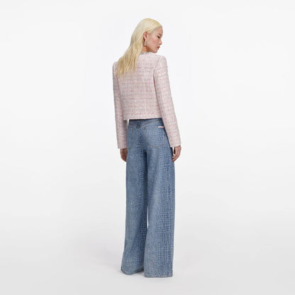 SP Pink Sequin Boucle Jacket | Bow Sleeveless Shift Mini Dress | Set