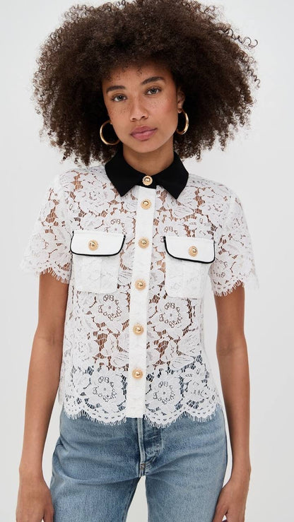 SP Lace Contrast Collar Shirt
