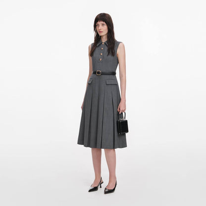 SP Grey Tailored Pleated Midi Dress