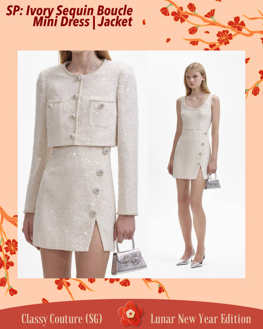 SP Ivory Sequin Boucle Mini Dress | Jacket | Set