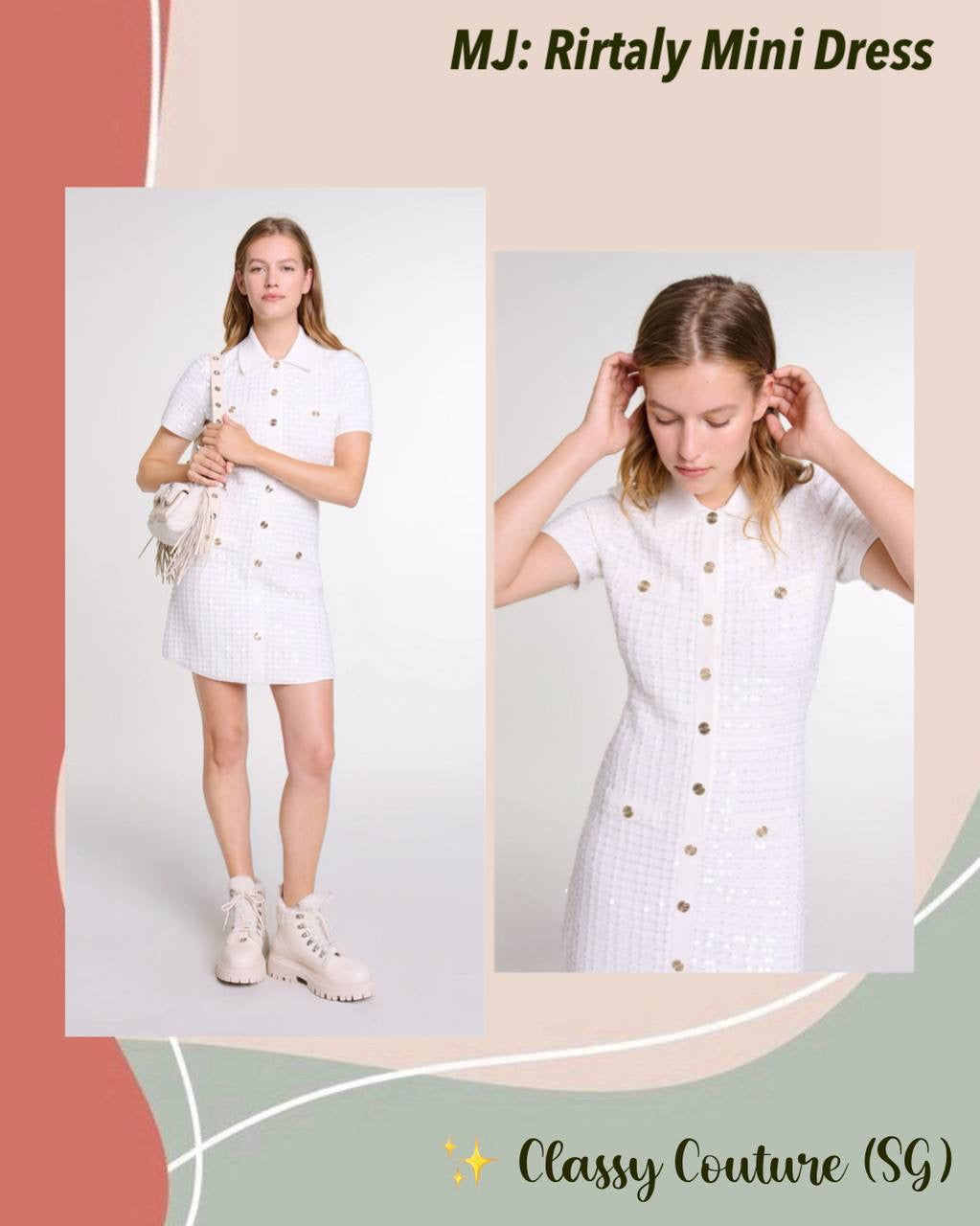MJ Rirtaly Grid-sequin Mini Dress
