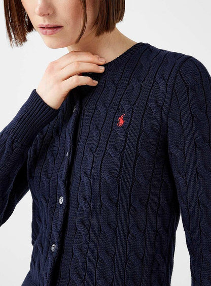 7 Colors! Cotton Cable Knit Crewneck Cardigan