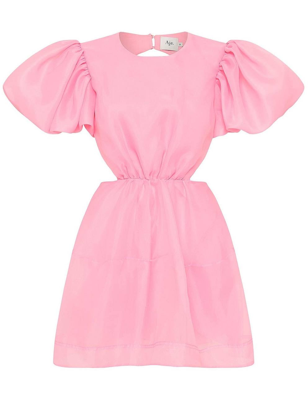 AJ Simplicity Puff Sleeve Cut Out Mini Dress in Ballet Pink