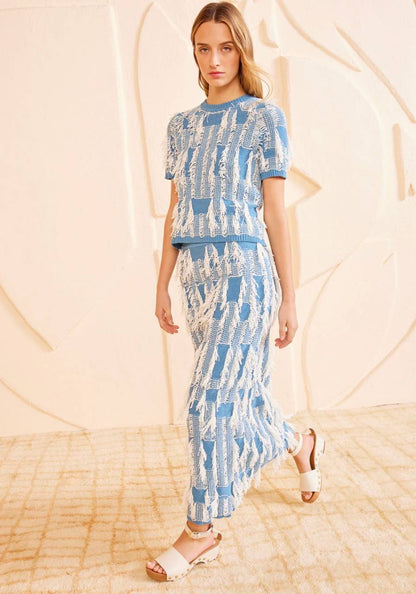 UJ Rumi Top | Long Sleeve Eliana Pullover | Rylan Jacquard Midi Skirt  | Cotton-Blend Set