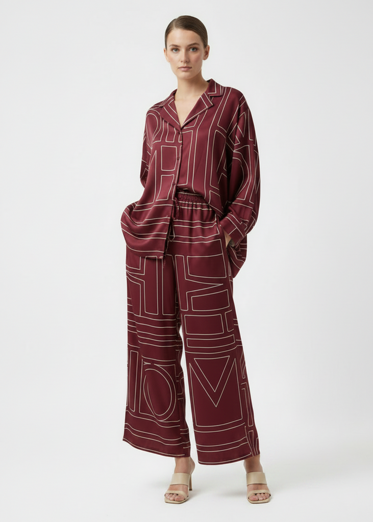 9 Colors! (PART 1/2) Tot Monogram Silk PJ Shirt Top | Shorts | Pants | Embroidered Set