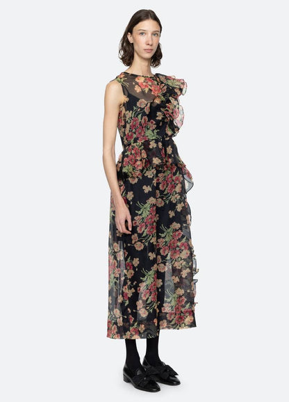 SE Cornelia Print Silk Organza Midi Dress
