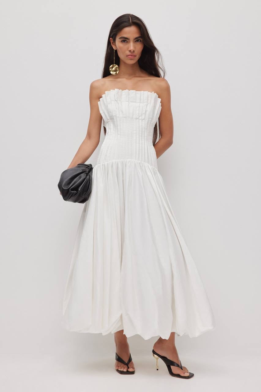 AJ Ivy Bubble Hem Cotton Gown Midi Maxi Dress