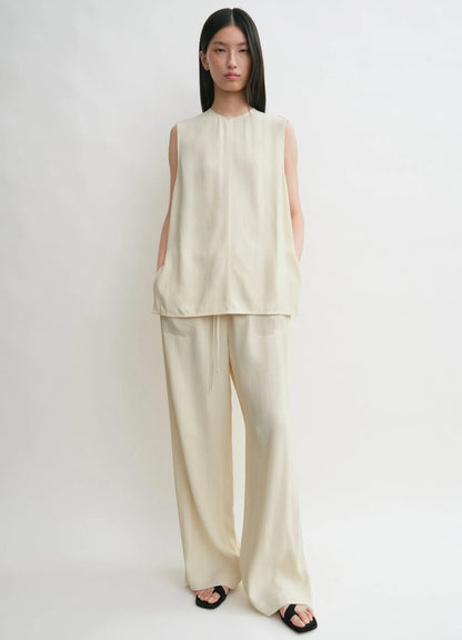 Tot Woven Stripe Top | Pants | Viscose-Linen Set