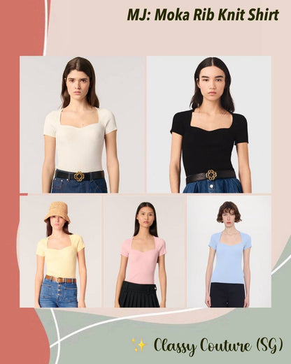 MJ Moka Rib Knit Sweetheart Shirt Top