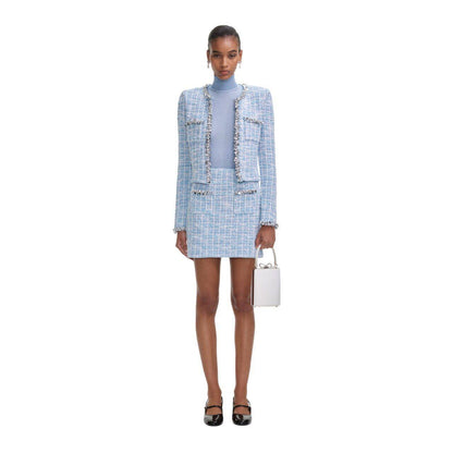 SP Blue Checked Boucle Cardigan | Mini Skirt