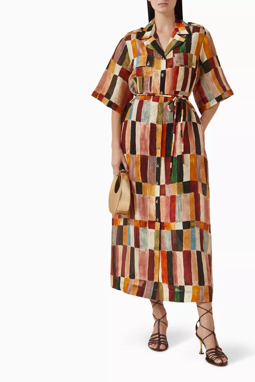 ALM Marjorelle Linen-silk Blend Shirtdress Midi Dress
