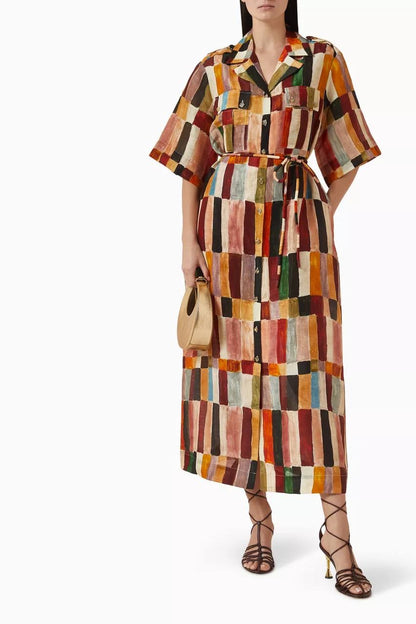 ALM Marjorelle Linen-silk Blend Shirtdress Midi Dress