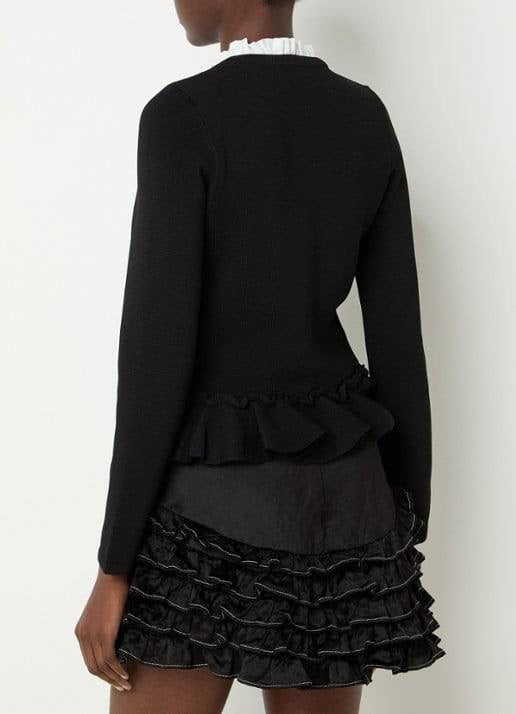 SD Removable Collar Viscose-blend Peplum Cardigan