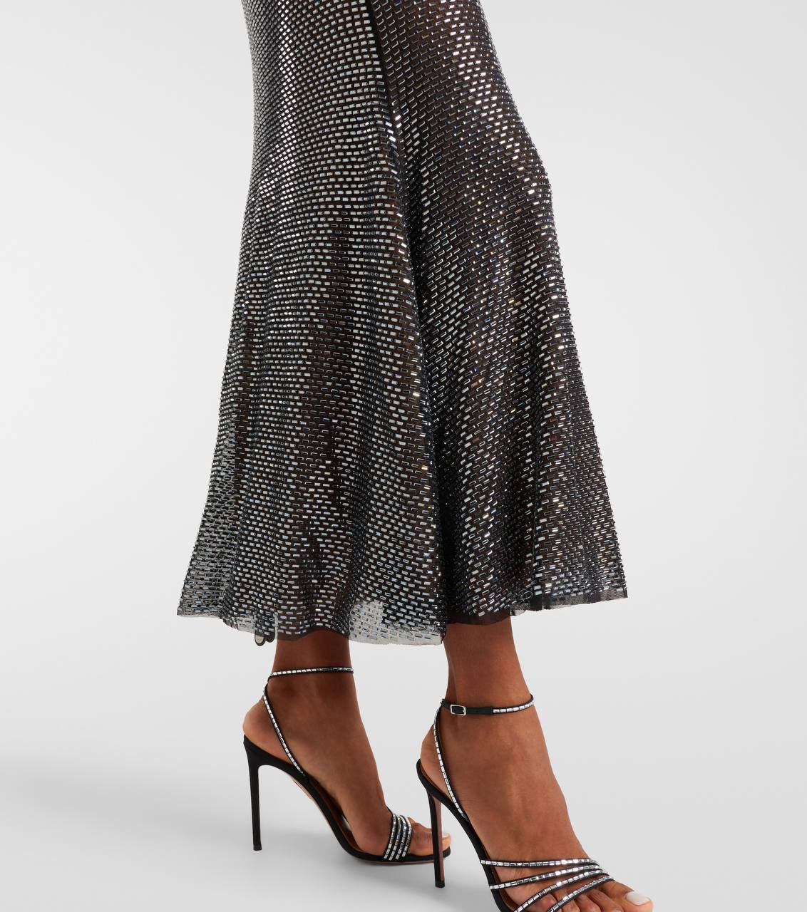 SP Gun Metal Mesh Rhinestone Maxi Dress