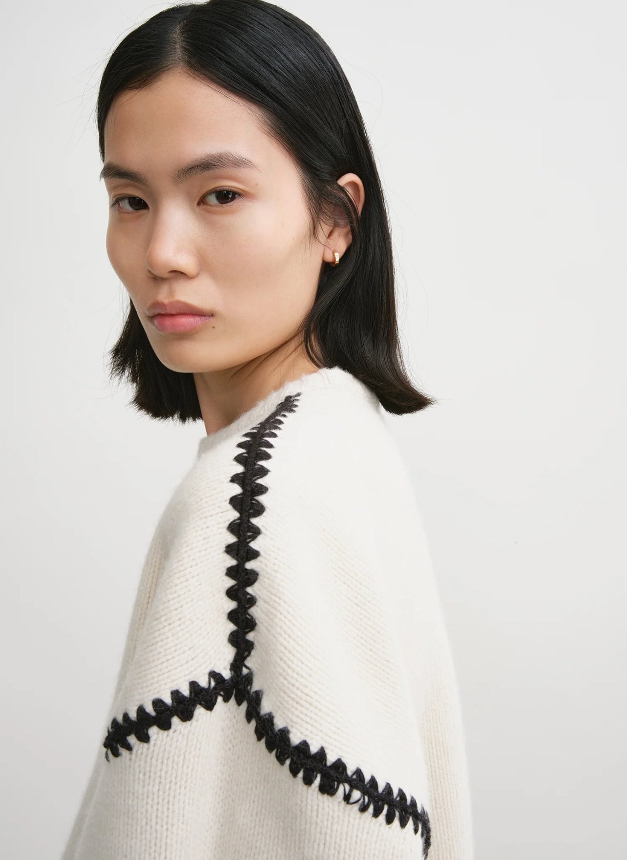 Tot Embroidered Wool Cashmere Knit Sweater