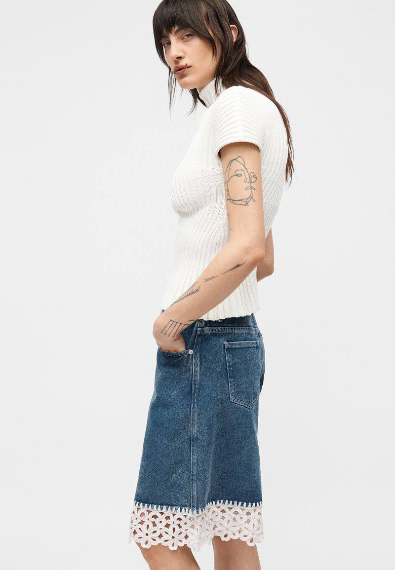 Preorder! SE Stasia Denim Crochet Jean Bermudas Long Shorts Jorts