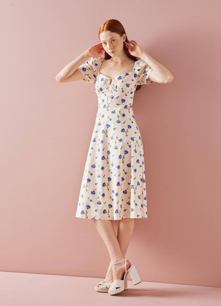 LKB Phelia Cotton-Blend Sweetheart Midi Dress