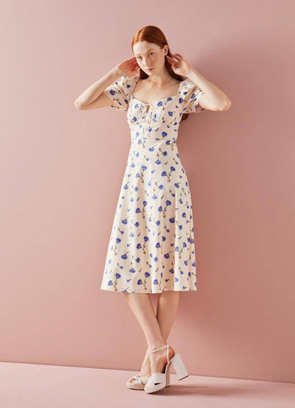 LKB Phelia Cotton-Blend Sweetheart Midi Dress
