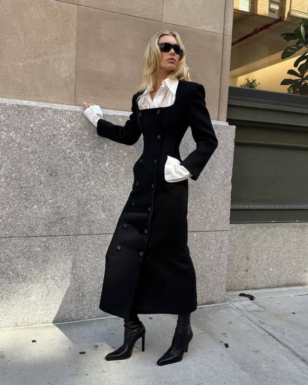 HS The Hourglass Wool-blend Slim Coat / Maxi Dress