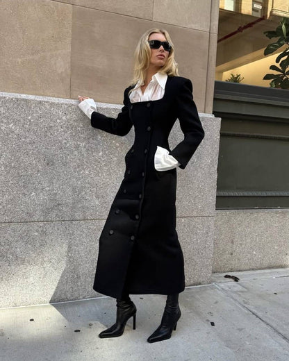 HS The Hourglass Wool-blend Slim Coat / Maxi Dress