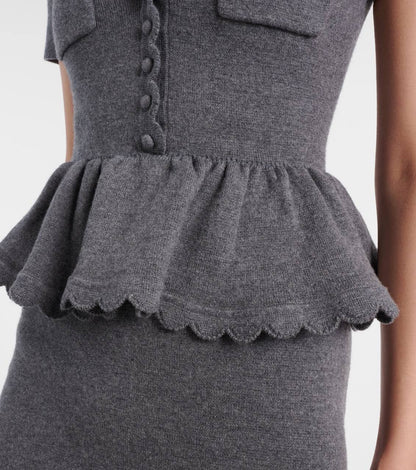 SP Grey Peplum Knit Midi Dress