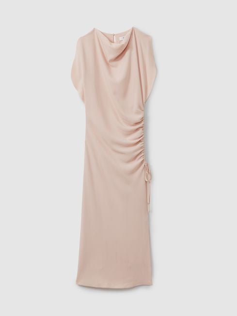 RS Bonnie Ruched Cowl Neck Midi Dress