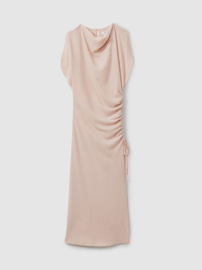 RS Bonnie Ruched Cowl Neck Midi Dress